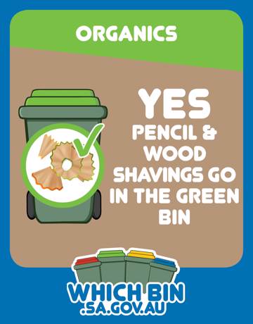 Pencil shavings are good to go in the green bin.
